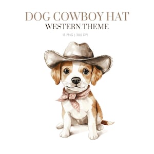 Western Dog Clipart, Western Dogs Watercolor Art,Cowboy dog PNG, Digital, Cowboy Dog in Hat, Dog cowboy hat,Western Dogs clipart,Dog western