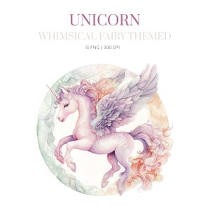 Imágenes prediseñadas de unicornio pastel, imágenes prediseñadas de unicornio lindo en acuarela, descarga instantánea, imágenes prediseñadas de arcoíris, gráficos de unicornio mágico, imágenes prediseñadas de unicornio de caramelo