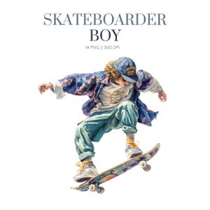 Watercolor Skateboarder Boy Clipart, Skateboarding clip Art, Skateboard Watercolor clipart, Skateboard sport clipart, Skateboarder clipart