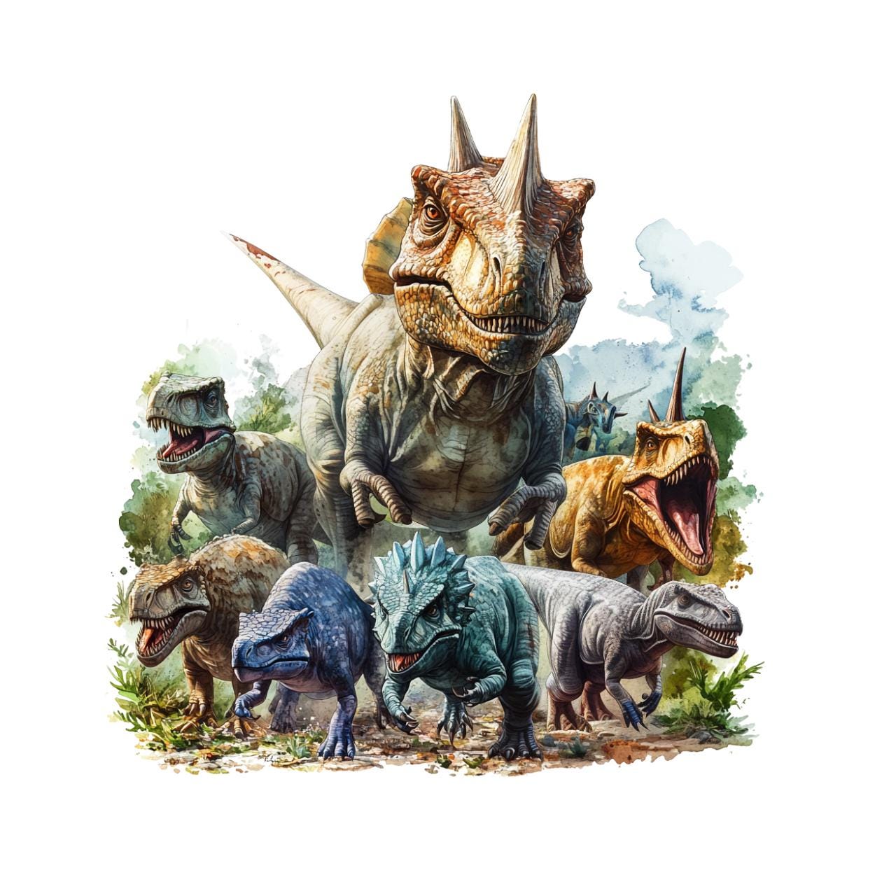 Watercolor Dinosaurs Clipart Png, Jurassic Dino Clipart, Prehistoric ...