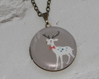 Deer Locket Necklace, Fawn Necklace, Woodland Jewelry, Animal Jewelry