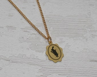 Golden White Rabbit Alice in Wonderland Necklace