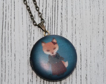 Fox Locket Necklace, Vixen Necklace, Woodland Jewelry