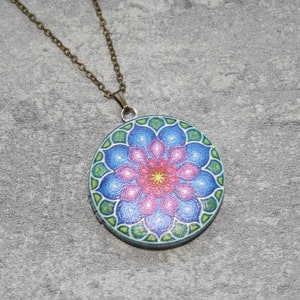 Mandala Locket Necklace, Geometric Necklace, Geometric Jewelry