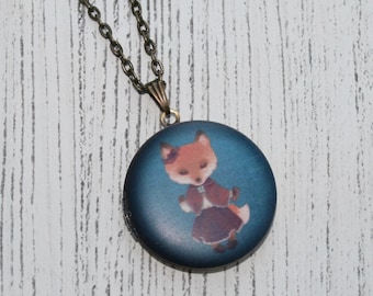 Fox Locket Necklace, Vixen Necklace, Woodland Jewelry