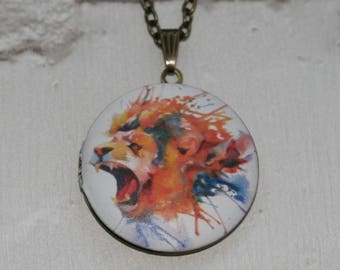 Lion Locket Necklace, Lioness Necklace, Valentine's Gift