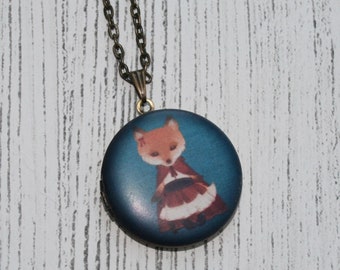 Fox Locket Necklace, Vixen Necklace, Woodland Jewelry