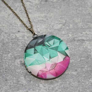 Geometric Locket Necklace, Triangles Necklace, Geometry Jewelry