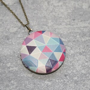 Geometric Locket Necklace, Triangles Necklace, Geometry Jewelry