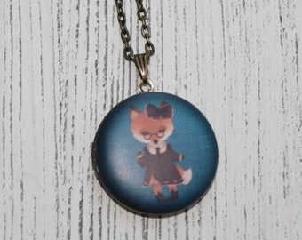 Fox Locket Necklace, Vixen Necklace, Woodland Jewelry