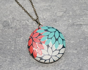 Flower Locket Necklace, Floral Necklace