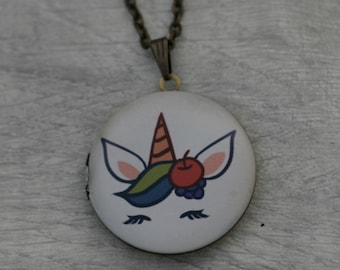 Einhorn Medaillon Halskette, Pferd Halskette, mythischen Schmuck