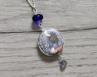 Fox Statement Necklace, Red Fox Pendant, Woodland, Animal Necklace
