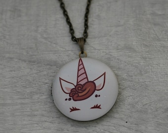 Einhorn Medaillon Halskette, Pferd Halskette, mythischen Schmuck