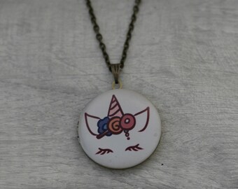 Einhorn Medaillon Halskette, Pferd Halskette, mythischen Schmuck