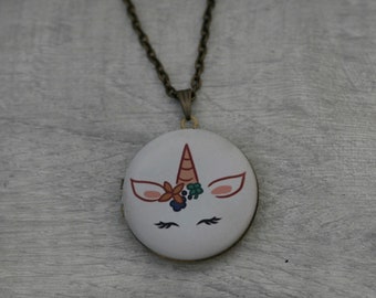 Einhorn Medaillon Halskette, Pferd Halskette, mythischen Schmuck