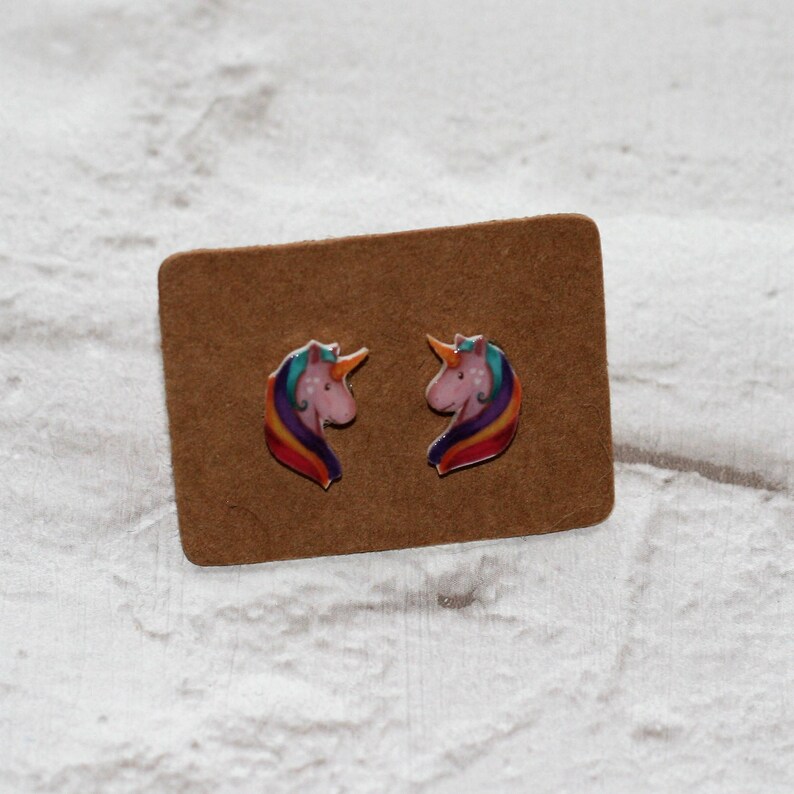 Horse Jewelry Pink Unicorn Earrings Cute Earrings Teeny Tiny Earrings