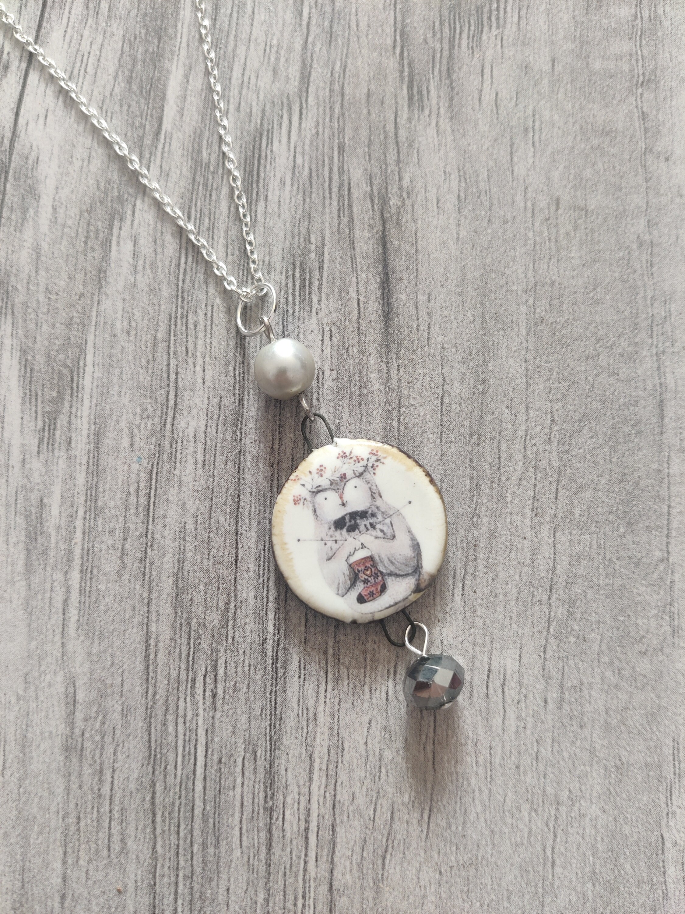 Owl Statement Necklace, Owl Pendant, Woodland