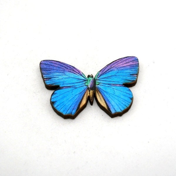 Purple Butterfly Brooch, Wood Accessory, Butterfly Badge, Illustration Jewelry, Blue Butterfly Brooch, Animal Brooch, Woodland, Wood Jewelry