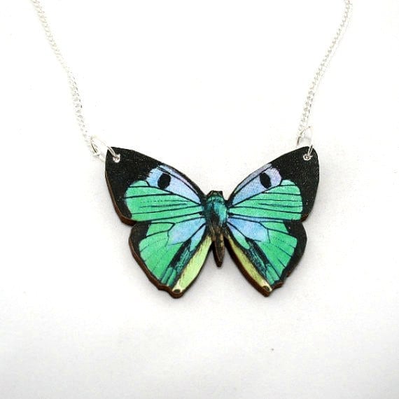 Black and Green Butterfly Necklace Black and Green Butterfly Necklace