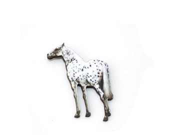 Appaloosa Horse Brooch, Wooden Pony Brooch, Horse Illustration, Animal Brooch, Wood Jewelry