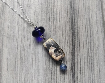 Collar con colgante de lobo, colgante de lobo, bosque, collar con animales