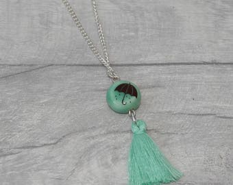 Umbrella Necklace with Tassel, Nature Jewellery, Weather Necklace