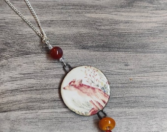 Fox Statement Necklace, Red Fox Pendant, Woodland, Animal Necklace