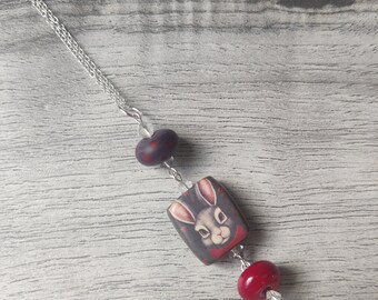 Large Rabbit Statement Necklace, Bunny Rabbit Pendant, Woodland, Animal Necklace