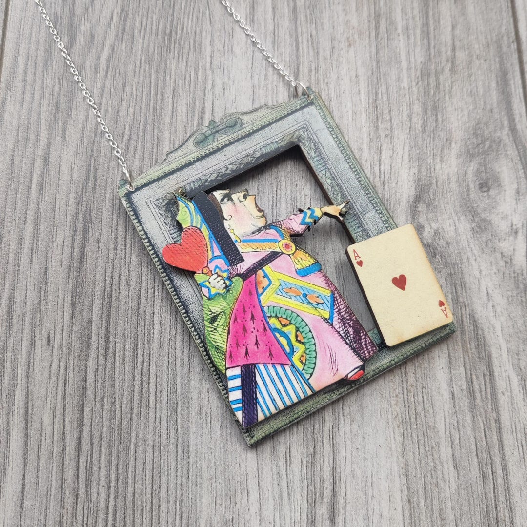 Alice in Wonderland Necklace, Queen of Hearts Necklace, Tenniel
