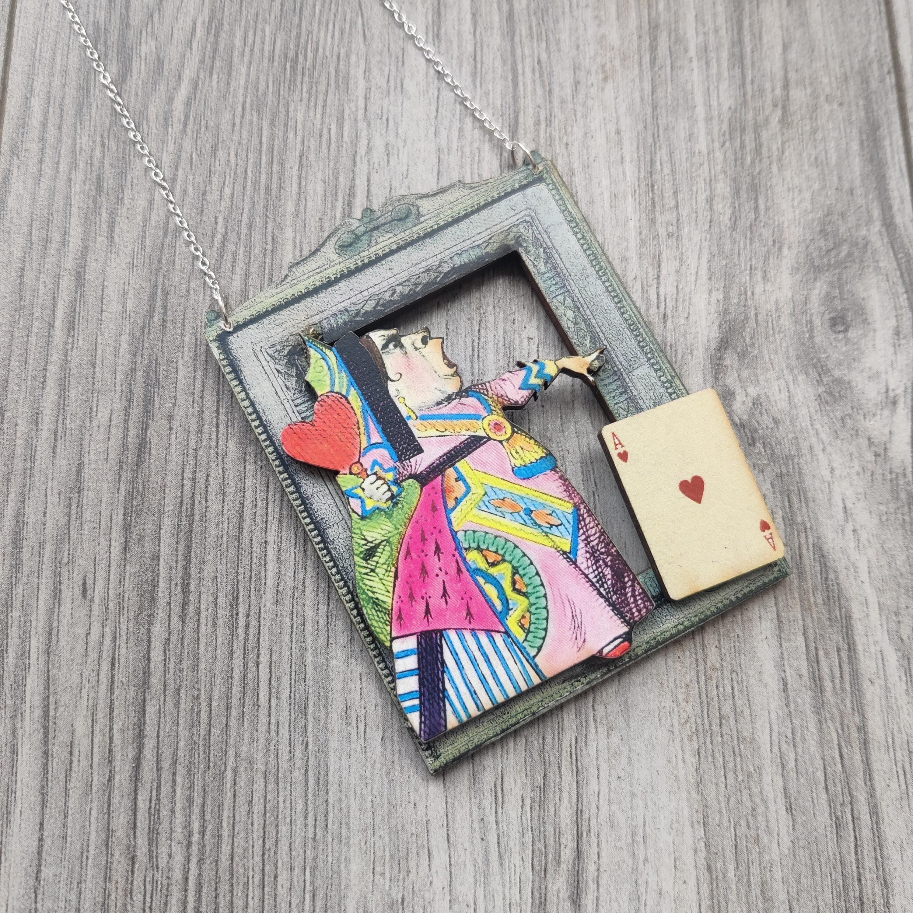 Alice in Wonderland Necklace, Queen of Hearts Necklace, Tenniel