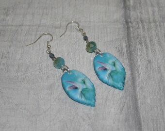 Blue Bird Statement Earrings, Animal Jewelry