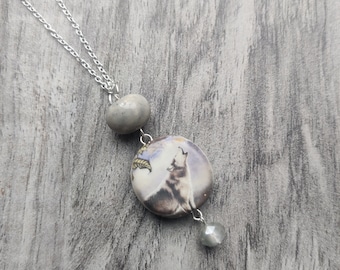 Wolf Statement Necklace, Wolf Pendant, Woodland, Animal Necklace