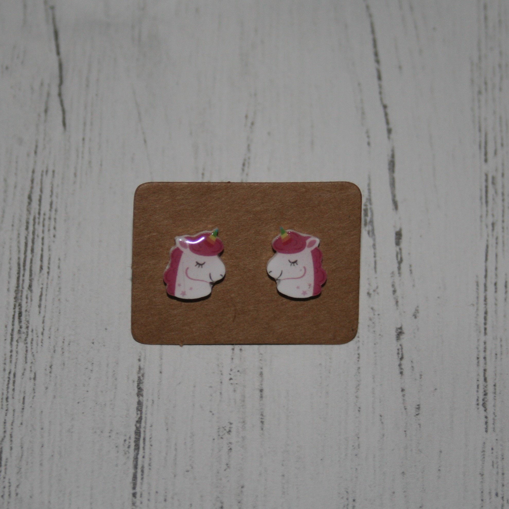Horse Jewelry Pink Unicorn Earrings Cute Earrings Teeny Tiny Earrings