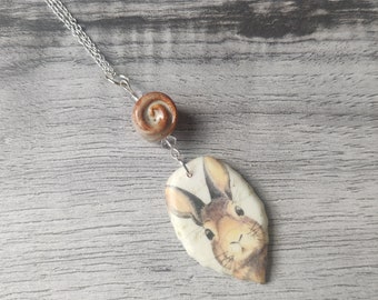 Large Rabbit Statement Necklace, Bunny Rabbit Pendant, Woodland, Animal Necklace