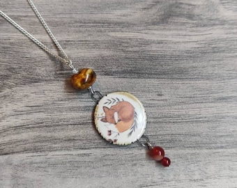 Fox Statement Necklace, Red Fox Pendant, Woodland, Animal Necklace