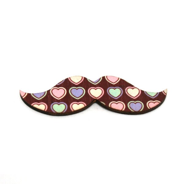 Moustache Brooch, Heart Pin, Movember Facial Hair Accessory, Father's Day Gift