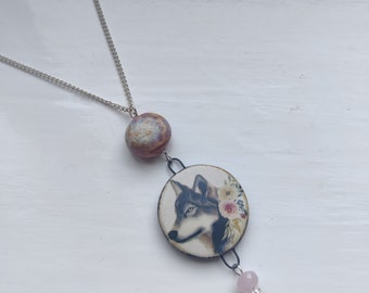 Collar de declaración de lobo, colgante de lobo, bosque, collar de animales