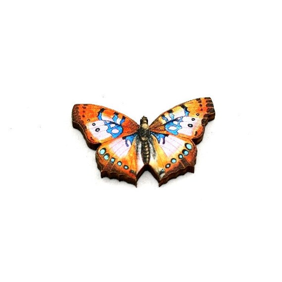 Orange Butterfly Brooch Wooden Butterfly Accessory Butterfly | Etsy