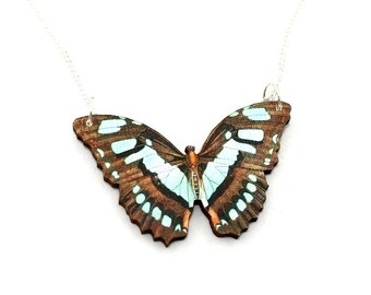 Brown Butterfly Necklace, Wooden Pendant, Moth Necklace, Insect jewelry, Butterfly Illustration, Woodland, Animal Necklace, Wood Jewelry