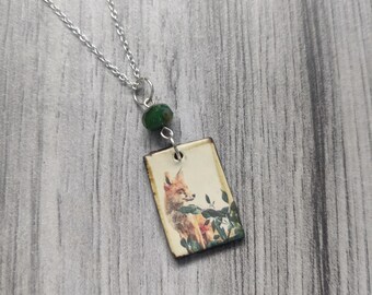 Fox Statement Necklace, Red Fox Pendant, Woodland, Animal Necklace