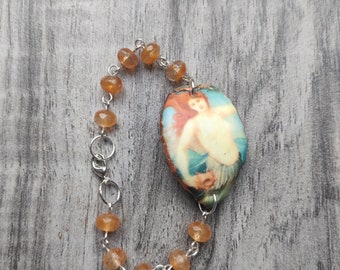 Pulsera de sirena naranja, pulsera de sirena, pulsera de barra de sirena