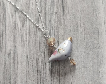 Bird Statement Necklace, Lilac Bird Pendant, Woodland, Animal Necklace