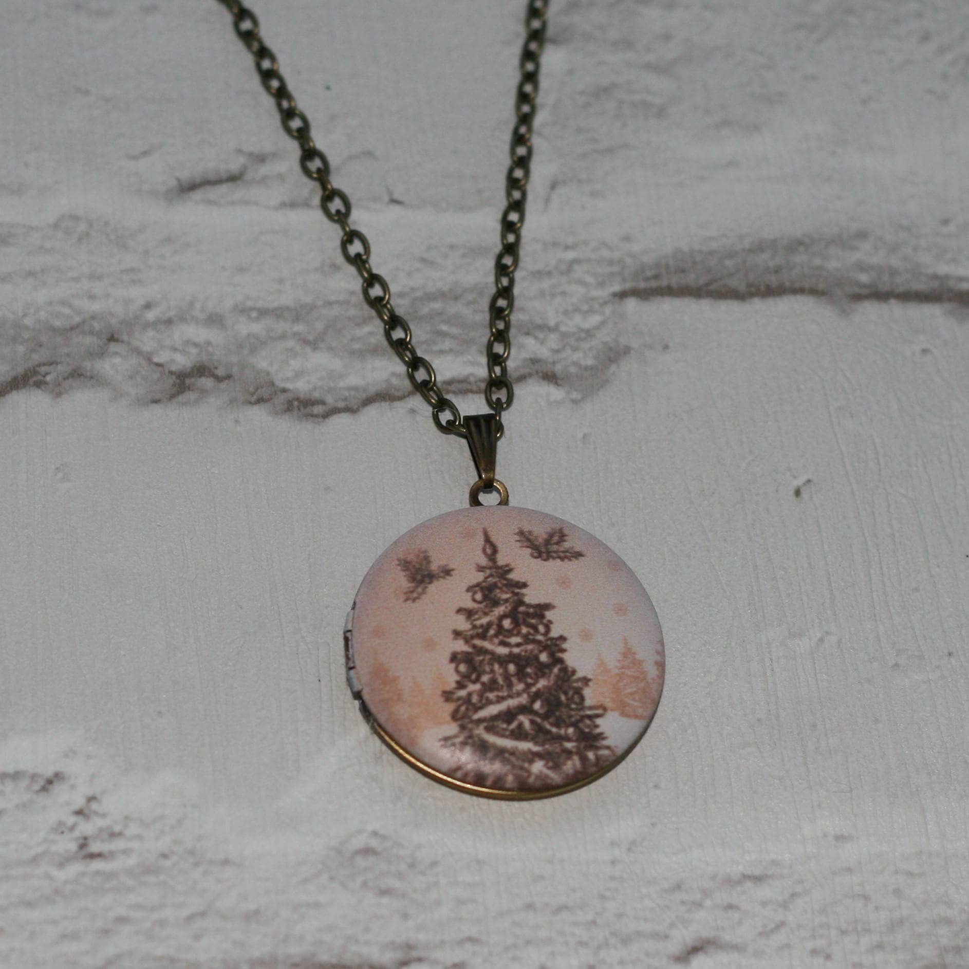 Arbre de Noël médaillon collier collier de Noël bijoux Etsy