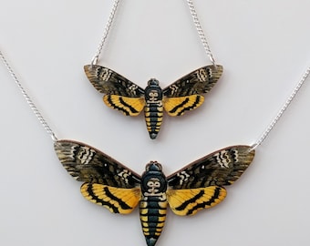 Death's Head Moth Necklace, Wood Jewelry