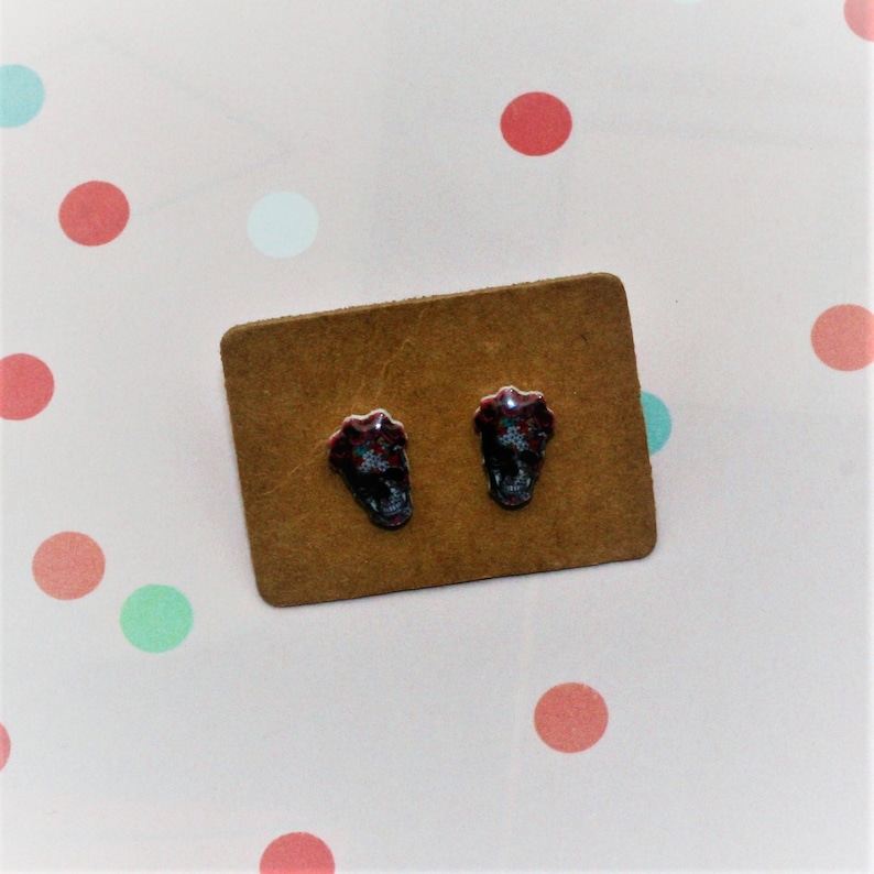 Cute Earrings Skull Earrings Day of the Dead Jewelry Teeny Tiny Earrings