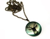 Stag's Head Locket Necklace, Deer Necklace, Woodland Jewelry