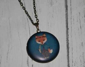 Fox Locket Necklace, Vixen Necklace, Woodland Jewelry