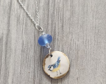 Ceramic Blue Bird Necklace