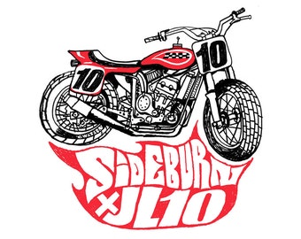 Sideburn Johnny Lewis Racebike no. 10 Giclee Print 12x12 inch Signed and numbered edition of 25